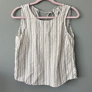 Stradivarius women’s size M cotton/linen blend sleeveless shirt, ties in back